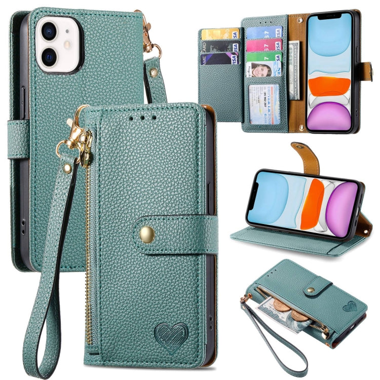 Love Zipper Lanyard Leather Phone Case, For iPhone 11, For iPhone 11 Pro, For iPhone XR, For iPhone XS Max, For iPhone 7 / 8 / SE 2022