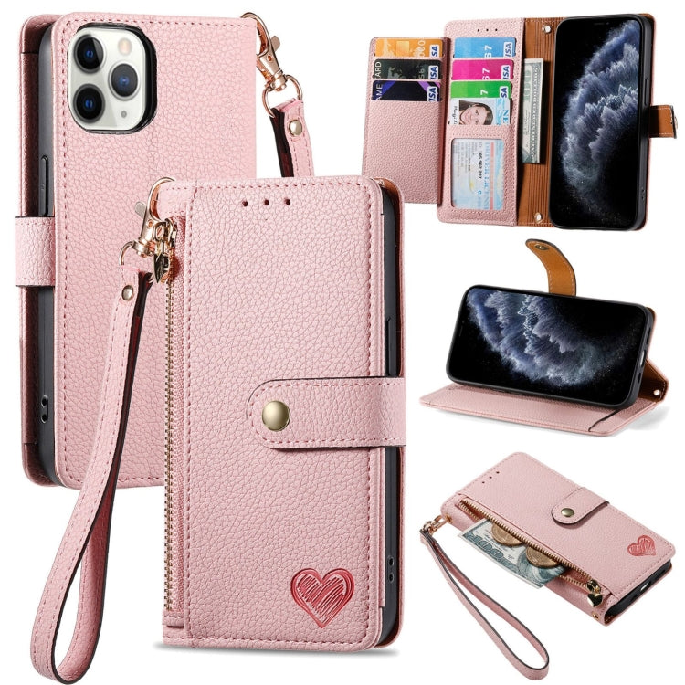 Love Zipper Lanyard Leather Phone Case, For iPhone 11, For iPhone 11 Pro, For iPhone XR, For iPhone XS Max, For iPhone 7 / 8 / SE 2022