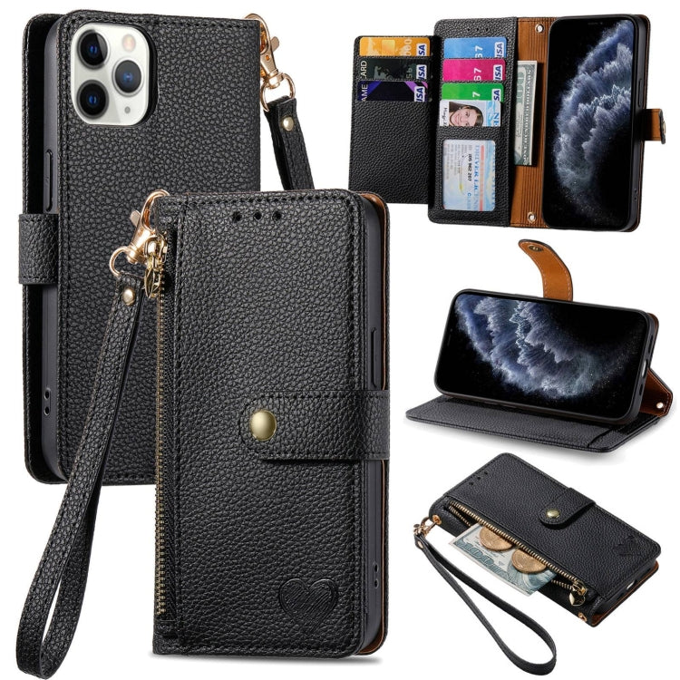 Love Zipper Lanyard Leather Phone Case, For iPhone 11, For iPhone 11 Pro, For iPhone XR, For iPhone XS Max, For iPhone 7 / 8 / SE 2022