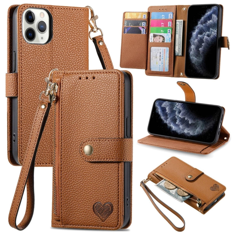 Love Zipper Lanyard Leather Phone Case, For iPhone 13, For iPhone 13 mini, For iPhone 12 mini, For iPhone 12 Pro Max, For iPhone 11 Pro Max