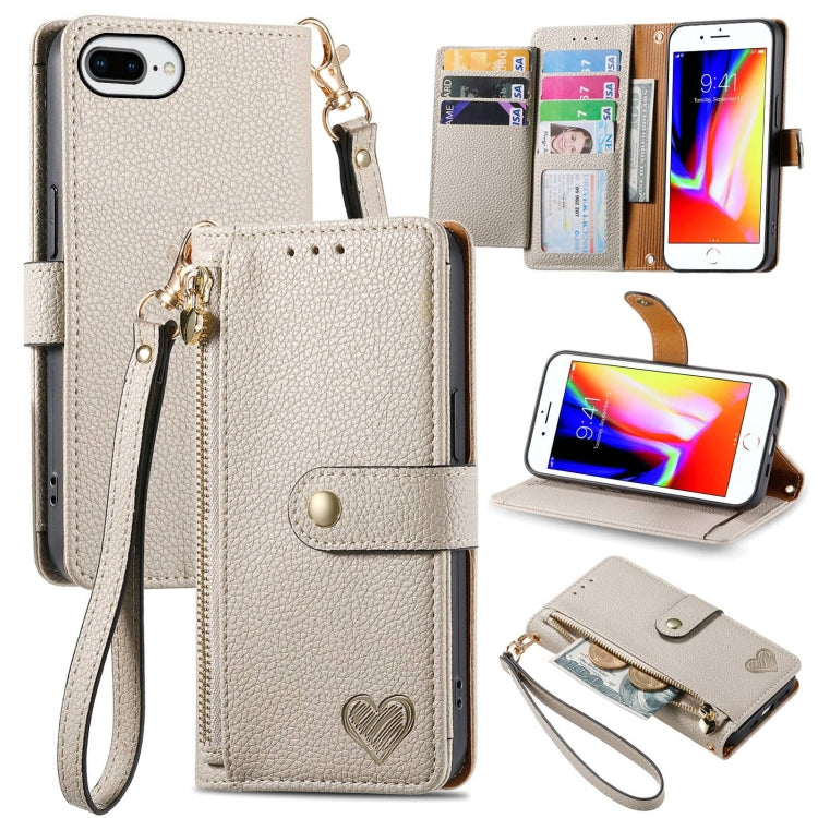 Love Zipper Lanyard Leather Phone Case, For iPhone 12 / 12 Pro, For iPhone X / XS, For iPhone 7 Plus / 8 Plus, For iPhone 6 Plus / 6s Plus, For iPhone 6 / 6s