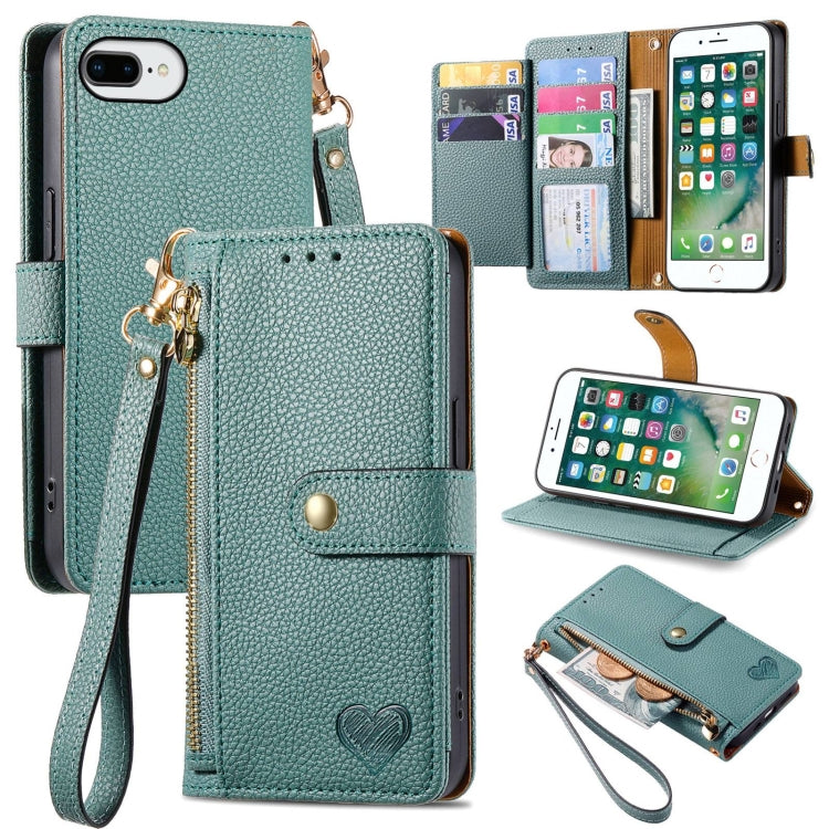 Love Zipper Lanyard Leather Phone Case, For iPhone 12 / 12 Pro, For iPhone X / XS, For iPhone 7 Plus / 8 Plus, For iPhone 6 Plus / 6s Plus, For iPhone 6 / 6s