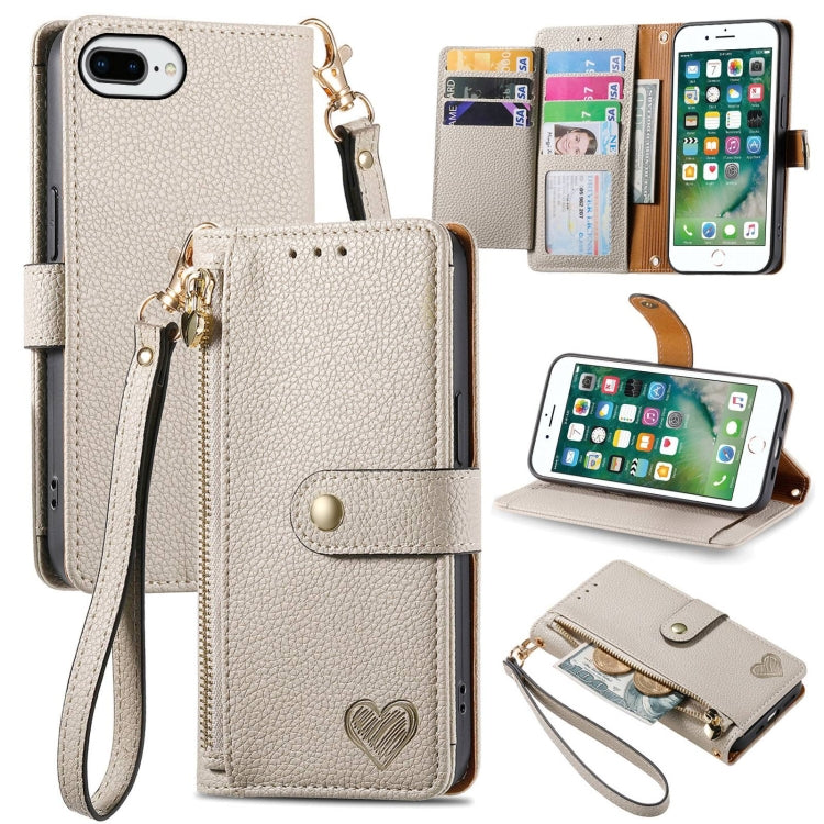 Love Zipper Lanyard Leather Phone Case, For iPhone 12 / 12 Pro, For iPhone X / XS, For iPhone 7 Plus / 8 Plus, For iPhone 6 Plus / 6s Plus, For iPhone 6 / 6s