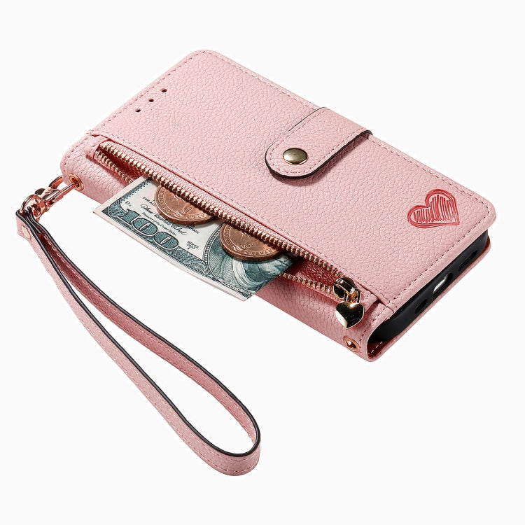 Love Zipper Lanyard Leather Phone Case, For iPhone 15 Pro Max, For iPhone 15 Pro, For iPhone 15 Plus, For iPhone 15, For iPhone 14 Plus