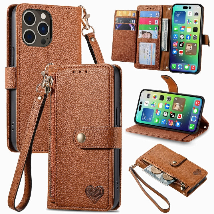 Love Zipper Lanyard Leather Phone Case, For iPhone 16e, For iPhone 16 Pro Max, For iPhone 16 Pro, For iPhone 16 Plus, For iPhone 16