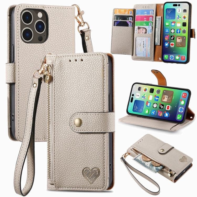 Love Zipper Lanyard Leather Phone Case, For iPhone 16e, For iPhone 16 Pro Max, For iPhone 16 Pro, For iPhone 16 Plus, For iPhone 16