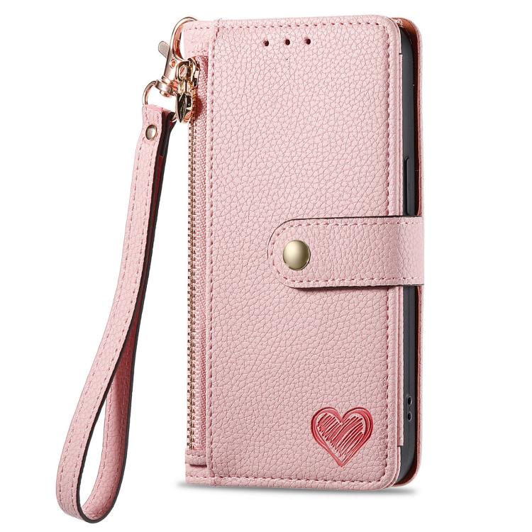 Love Zipper Lanyard Leather Phone Case, For iPhone 16e, For iPhone 16 Pro Max, For iPhone 16 Pro, For iPhone 16 Plus, For iPhone 16