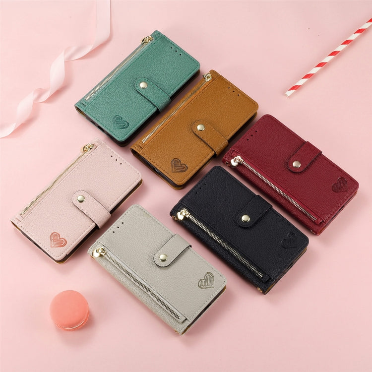 Love Zipper Lanyard Leather Phone Case, For iPhone 16e, For iPhone 16 Pro Max, For iPhone 16 Pro, For iPhone 16 Plus, For iPhone 16