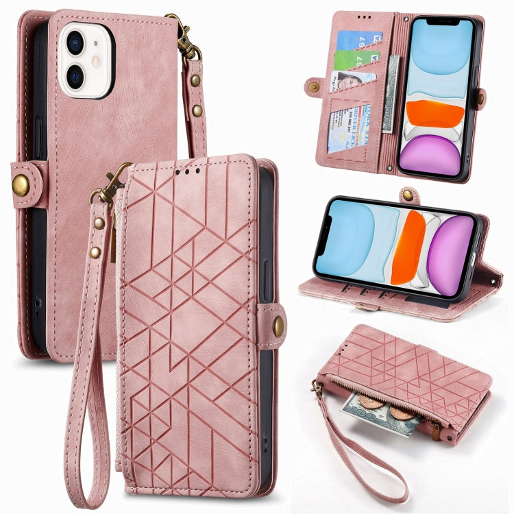 Geometric Zipper Wallet Side Buckle Leather Phone Case, For iPhone 11 Pro Max, For iPhone 11, For iPhone 11 Pro, For iPhone X / XS, For iPhone XR