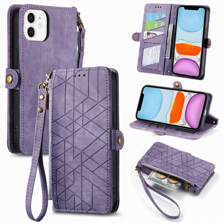 Geometric Zipper Wallet Side Buckle Leather Phone Case, For iPhone 11 Pro Max, For iPhone 11, For iPhone 11 Pro, For iPhone X / XS, For iPhone XR