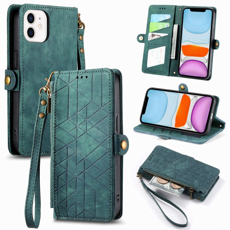 Geometric Zipper Wallet Side Buckle Leather Phone Case, For iPhone 11 Pro Max, For iPhone 11, For iPhone 11 Pro, For iPhone X / XS, For iPhone XR