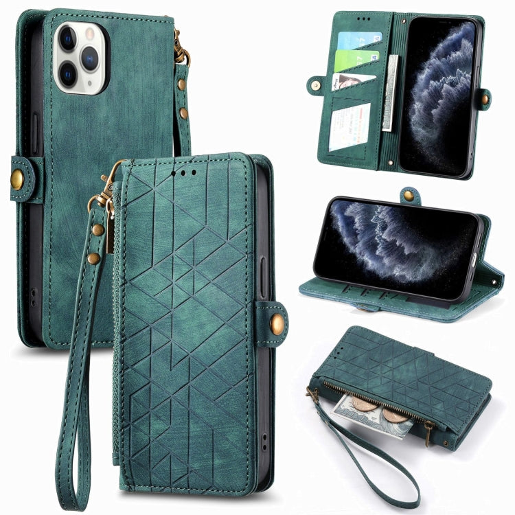 Geometric Zipper Wallet Side Buckle Leather Phone Case, For iPhone 11 Pro Max, For iPhone 11, For iPhone 11 Pro, For iPhone X / XS, For iPhone XR