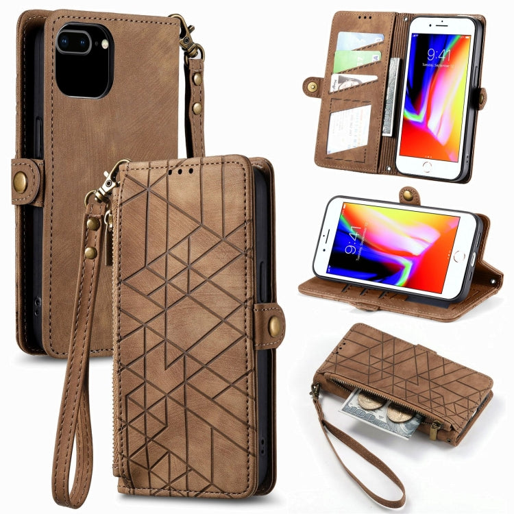 Geometric Zipper Wallet Side Buckle Leather Phone Case, For iPhone XS Max, For iPhone 7 Plus / 8 Plus, For iPhone 6 Plus / 6s Plus, For iPhone 6 / 6s