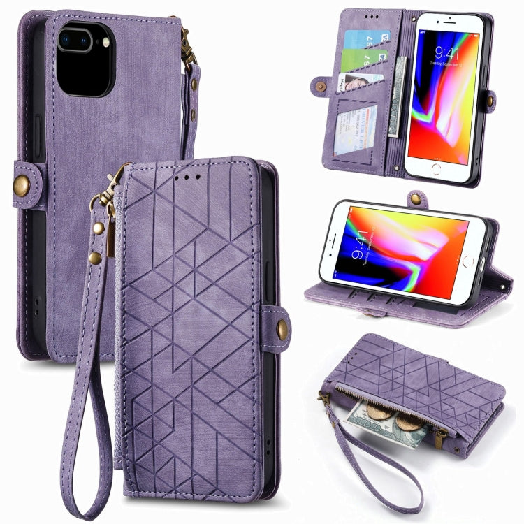 Geometric Zipper Wallet Side Buckle Leather Phone Case, For iPhone XS Max, For iPhone 7 Plus / 8 Plus, For iPhone 6 Plus / 6s Plus, For iPhone 6 / 6s