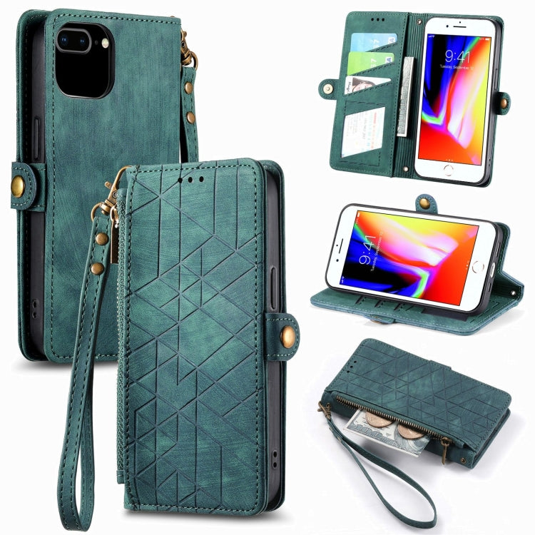 Geometric Zipper Wallet Side Buckle Leather Phone Case, For iPhone XS Max, For iPhone 7 Plus / 8 Plus, For iPhone 6 Plus / 6s Plus, For iPhone 6 / 6s