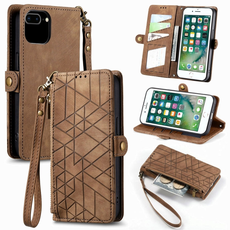 Geometric Zipper Wallet Side Buckle Leather Phone Case, For iPhone XS Max, For iPhone 7 Plus / 8 Plus, For iPhone 6 Plus / 6s Plus, For iPhone 6 / 6s