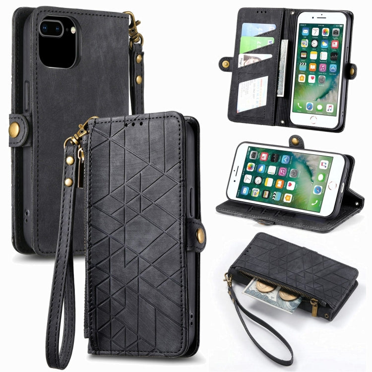 Geometric Zipper Wallet Side Buckle Leather Phone Case, For iPhone XS Max, For iPhone 7 Plus / 8 Plus, For iPhone 6 Plus / 6s Plus, For iPhone 6 / 6s