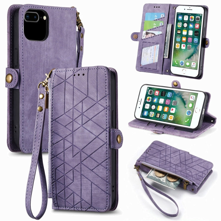 Geometric Zipper Wallet Side Buckle Leather Phone Case, For iPhone XS Max, For iPhone 7 Plus / 8 Plus, For iPhone 6 Plus / 6s Plus, For iPhone 6 / 6s