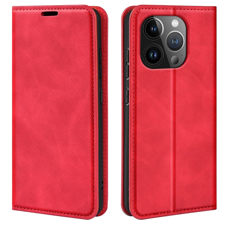 Retro-skin  Magnetic Suction Leather Phone Case, For iPhone 15 Pro, For iPhone 15 Plus, For iPhone 15