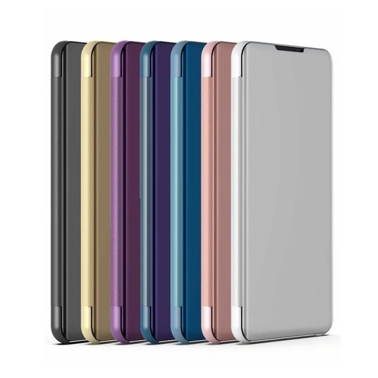 Plated Mirror Horizontal Flip Leather Phone Case with Holder, For iPhone 15