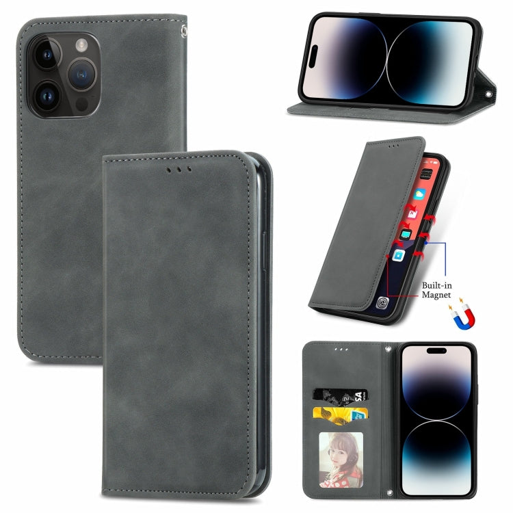 Retro Skin Feel Magnetic Flip Leather Phone Case, For iPhone 15 Pro Max, For iPhone 15 Pro, For  iPhone 15 Plus, For iPhone 15, For  iPhone 14 Plus