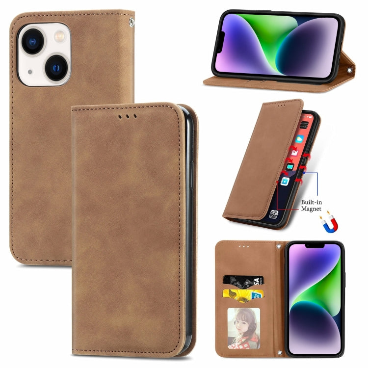 Retro Skin Feel Magnetic Flip Leather Phone Case, For iPhone 15 Pro Max, For iPhone 15 Pro, For  iPhone 15 Plus, For iPhone 15, For  iPhone 14 Plus