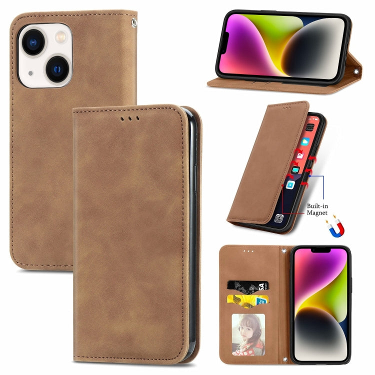 Retro Skin Feel Magnetic Flip Leather Phone Case, For iPhone 15 Pro Max, For iPhone 15 Pro, For  iPhone 15 Plus, For iPhone 15, For  iPhone 14 Plus