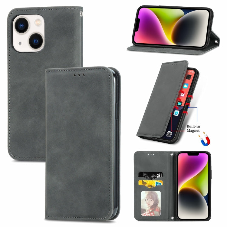 Retro Skin Feel Magnetic Flip Leather Phone Case, For iPhone 14, For iPhone 14 Pro, For iPhone 14 Pro Max