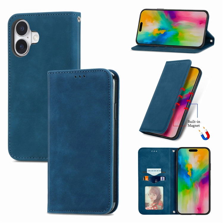 Retro Skin Feel Magnetic Flip Leather Phone Case, For iPhone 16 Pro Max, For iPhone 16 Pro, For iPhone 16 Plus, For iPhone 16, iPhone 16e