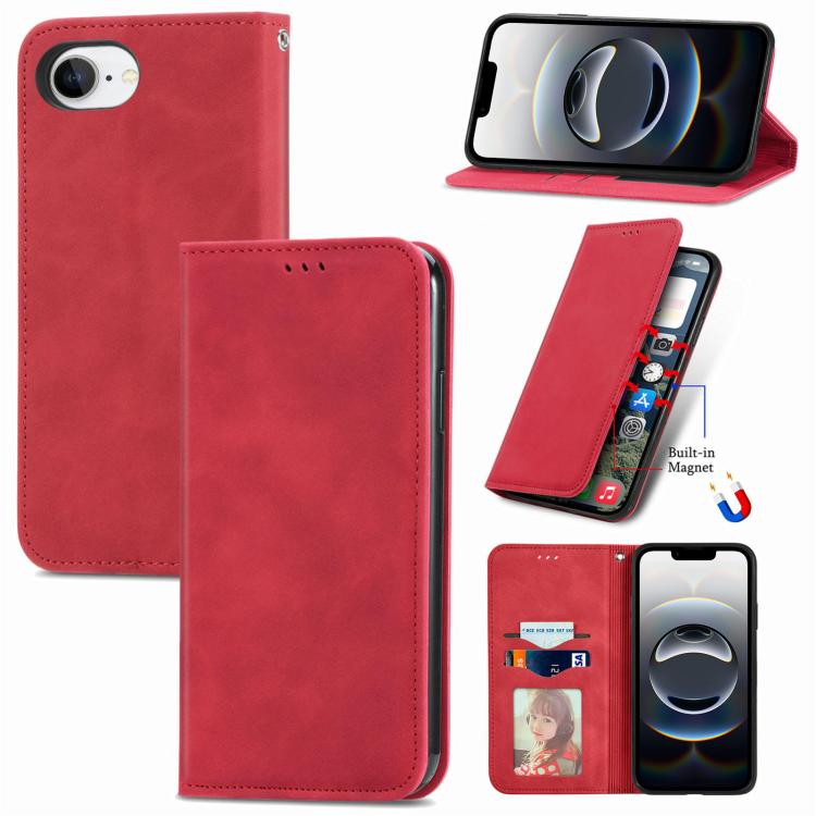 Retro Skin Feel Magnetic Flip Leather Phone Case, For iPhone 16 Pro Max, For iPhone 16 Pro, For iPhone 16 Plus, For iPhone 16, iPhone 16e