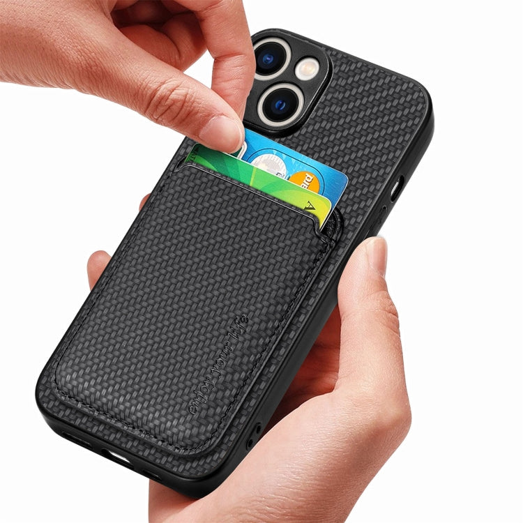 Carbon Fiber Leather Card Magsafe Phone Case, For iPhone 15 Plus, For iPhone 15