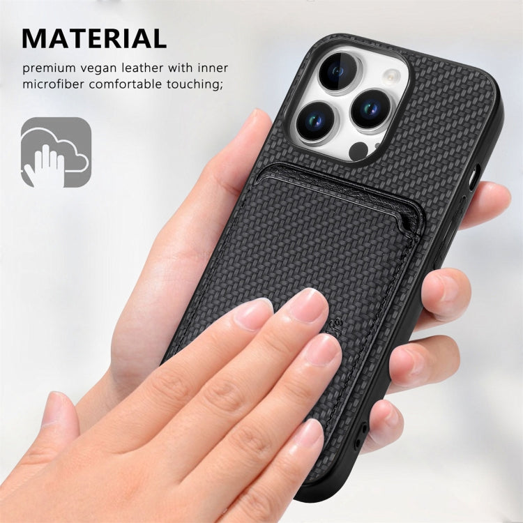 Carbon Fiber Leather Card Magsafe Phone Case, For iPhone 16 Pro Max, For iPhone 16 Pro, For iPhone 16 Plus, For iPhone 16, For iPhone 15 Pro Max, For iPhone 15 Pro