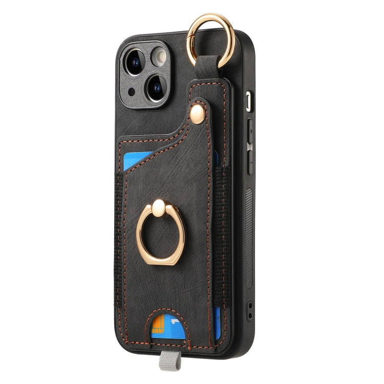 Retro Skin-feel Ring Card Bag Phone Case with Hang Loop, For iPhone XS Max, For iPhone 7 Plus / 8 Plus, For iPhone 6 Plus / 6s Plus, For iPhone 6 / 6s