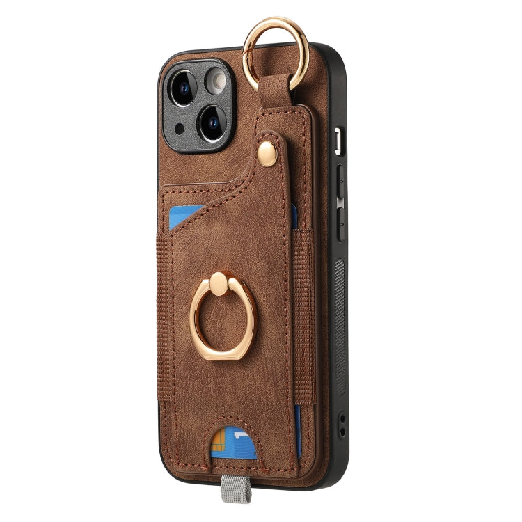 Retro Skin-feel Ring Card Bag Phone Case with Hang Loop, For iPhone 11 Pro Max, For iPhone 11, For iPhone 11 Pro, For iPhone X / XS, For iPhone XR