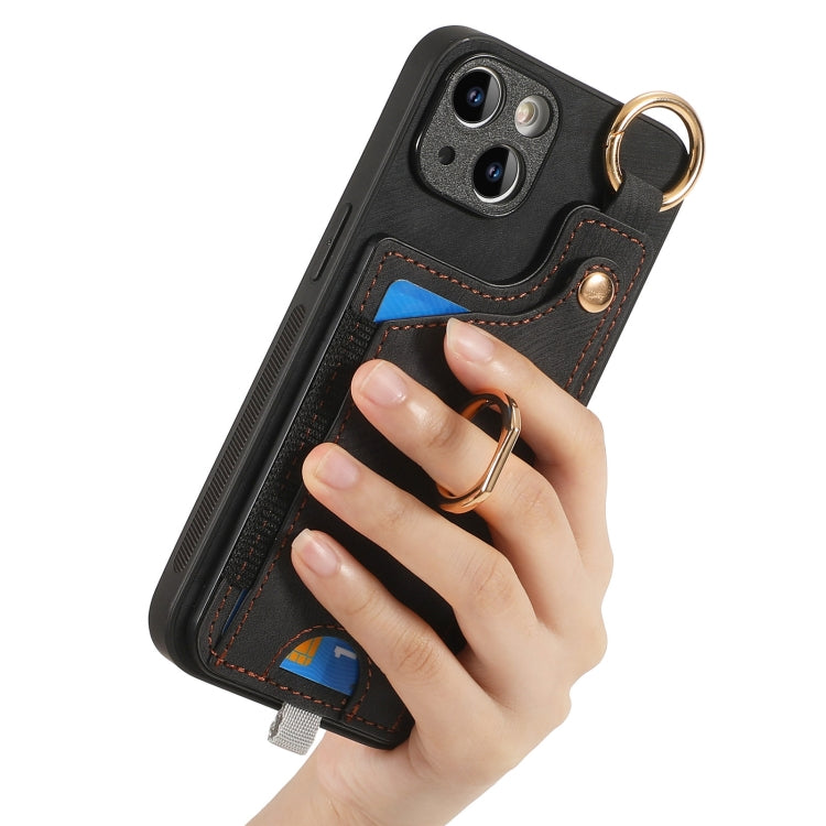 Retro Skin-feel Ring Card Bag Phone Case with Hang Loop, For iPhone 11 Pro Max, For iPhone 11, For iPhone 11 Pro, For iPhone X / XS, For iPhone XR