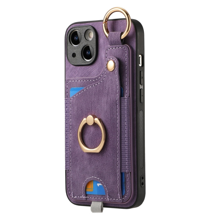 Retro Skin-feel Ring Card Bag Phone Case with Hang Loop, For iPhone 11 Pro Max, For iPhone 11, For iPhone 11 Pro, For iPhone X / XS, For iPhone XR