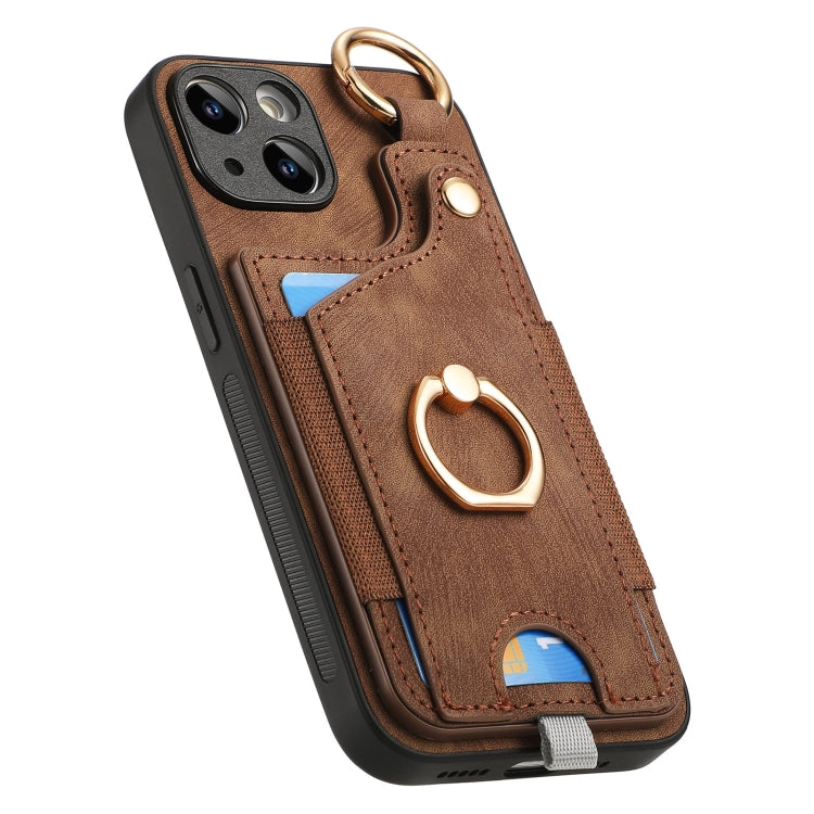 Retro Skin-feel Ring Card Bag Phone Case with Hang Loop, For iPhone 11 Pro Max, For iPhone 11, For iPhone 11 Pro, For iPhone X / XS, For iPhone XR