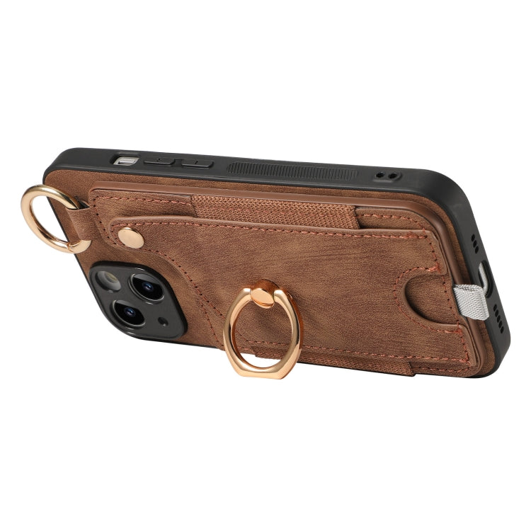 Retro Skin-feel Ring Card Bag Phone Case with Hang Loop, For iPhone 11 Pro Max, For iPhone 11, For iPhone 11 Pro, For iPhone X / XS, For iPhone XR