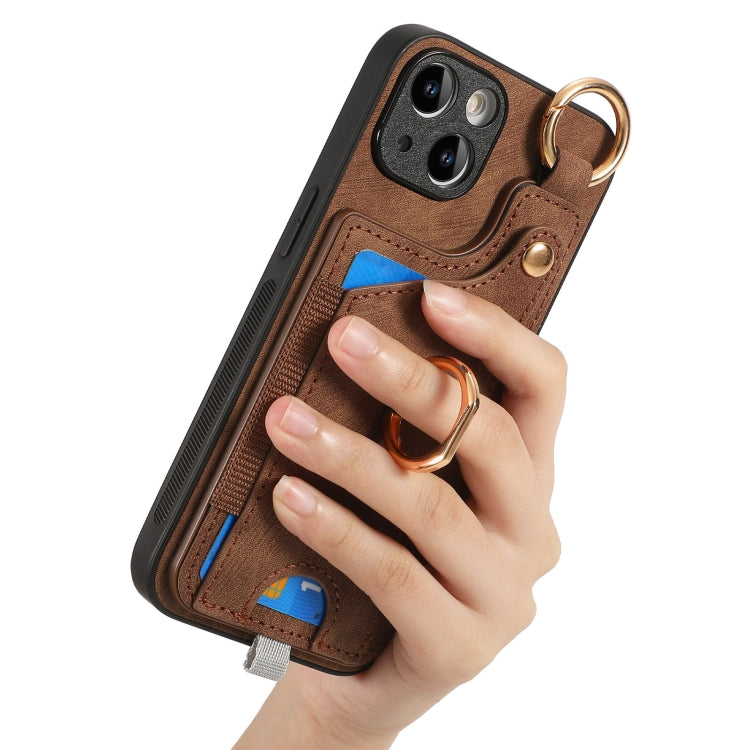 Retro Skin-feel Ring Card Bag Phone Case with Hang Loop, For iPhone 11 Pro Max, For iPhone 11, For iPhone 11 Pro, For iPhone X / XS, For iPhone XR