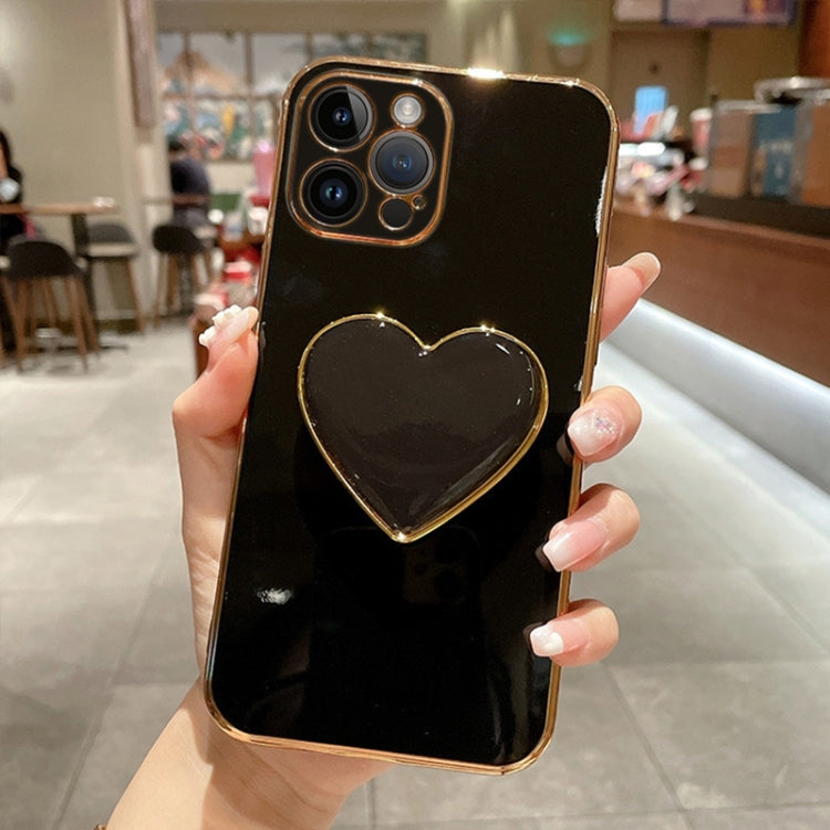 Electroplating Love Heart Holder TPU Phone Case, For iPhone 16 Pro Max, For iPhone 16 Pro, For iPhone 16 Plus, For iPhone 16, For iPhone 15 Pro Max