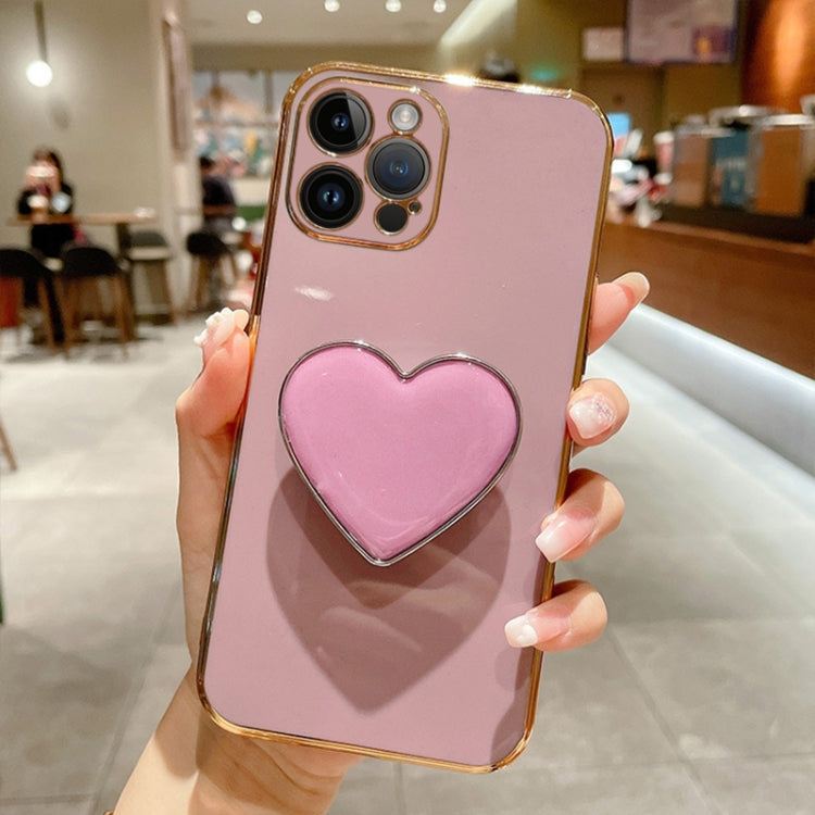 Electroplating Love Heart Holder TPU Phone Case, For iPhone 15 Pro, For iPhone 15 Plus, For iPhone 15, For iPhone 14 Plus, For iPhone 14