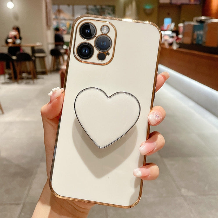 Electroplating Love Heart Holder TPU Phone Case, For iPhone 15 Pro, For iPhone 15 Plus, For iPhone 15, For iPhone 14 Plus, For iPhone 14