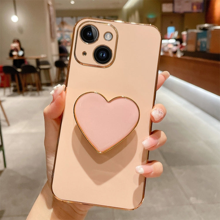 Electroplating Love Heart Holder TPU Phone Case, For iPhone 15 Pro, For iPhone 15 Plus, For iPhone 15, For iPhone 14 Plus, For iPhone 14