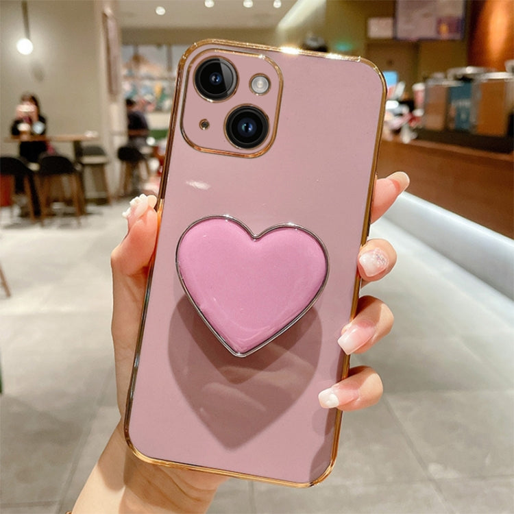 Electroplating Love Heart Holder TPU Phone Case, For iPhone 15 Pro, For iPhone 15 Plus, For iPhone 15, For iPhone 14 Plus, For iPhone 14