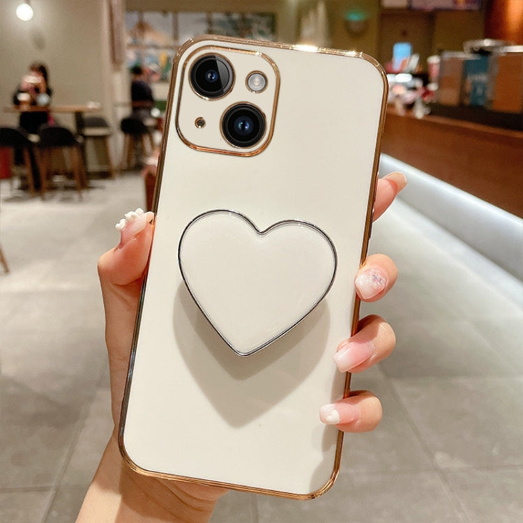 Electroplating Love Heart Holder TPU Phone Case, For iPhone 15 Pro, For iPhone 15 Plus, For iPhone 15, For iPhone 14 Plus, For iPhone 14