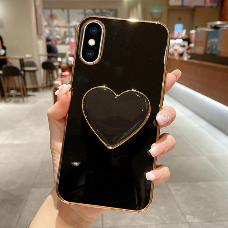 Electroplating Love Heart Holder TPU Phone Case, For iPhone 11 Pro Max, For iPhone 11, For iPhone 11 Pro, For iPhone XR, For iPhone XS Max