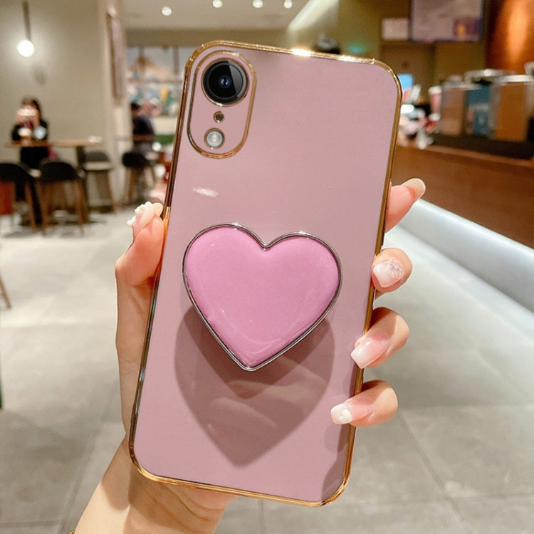 Electroplating Love Heart Holder TPU Phone Case, For iPhone 11 Pro Max, For iPhone 11, For iPhone 11 Pro, For iPhone XR, For iPhone XS Max