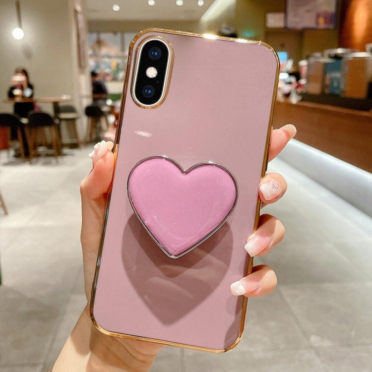 Electroplating Love Heart Holder TPU Phone Case, For iPhone SE 2022 / 2020 / 7 / 8, For iPhone X / XS, For iPhone 7 Plus / 8 Plus