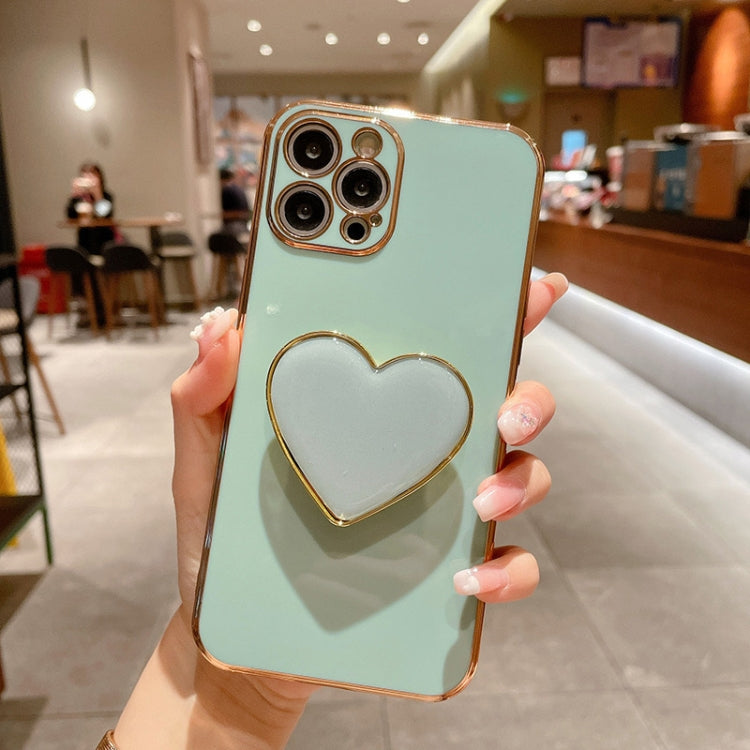 Electroplating Love Heart Holder TPU Phone Case, For iPhone 16 Pro Max, For iPhone 16 Pro, For iPhone 16 Plus, For iPhone 16, For iPhone 15 Pro Max