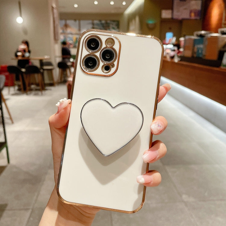 Electroplating Love Heart Holder TPU Phone Case, For iPhone 16 Pro Max, For iPhone 16 Pro, For iPhone 16 Plus, For iPhone 16, For iPhone 15 Pro Max